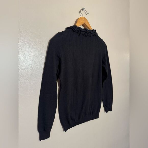 Black Talbots Ruffle Edge Cardigan Sweater Size SP EUC - Picture 5 of 7